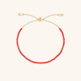 Red Agate Gemstone Bracelet in 9k Gold