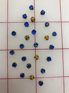 Rhinestones - 16ss  Vintage Swarovski Rose Montees in Gold Settings Sapphire 24pc-Pack