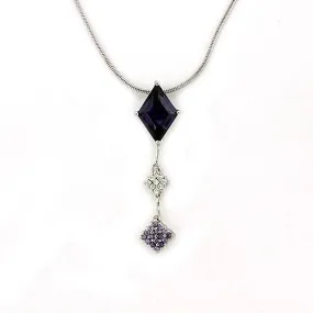 Rhodium 925 Sterling Silver Chain Pendant with AAA Grade CZ in Amethyst for Women Style LOAS1322