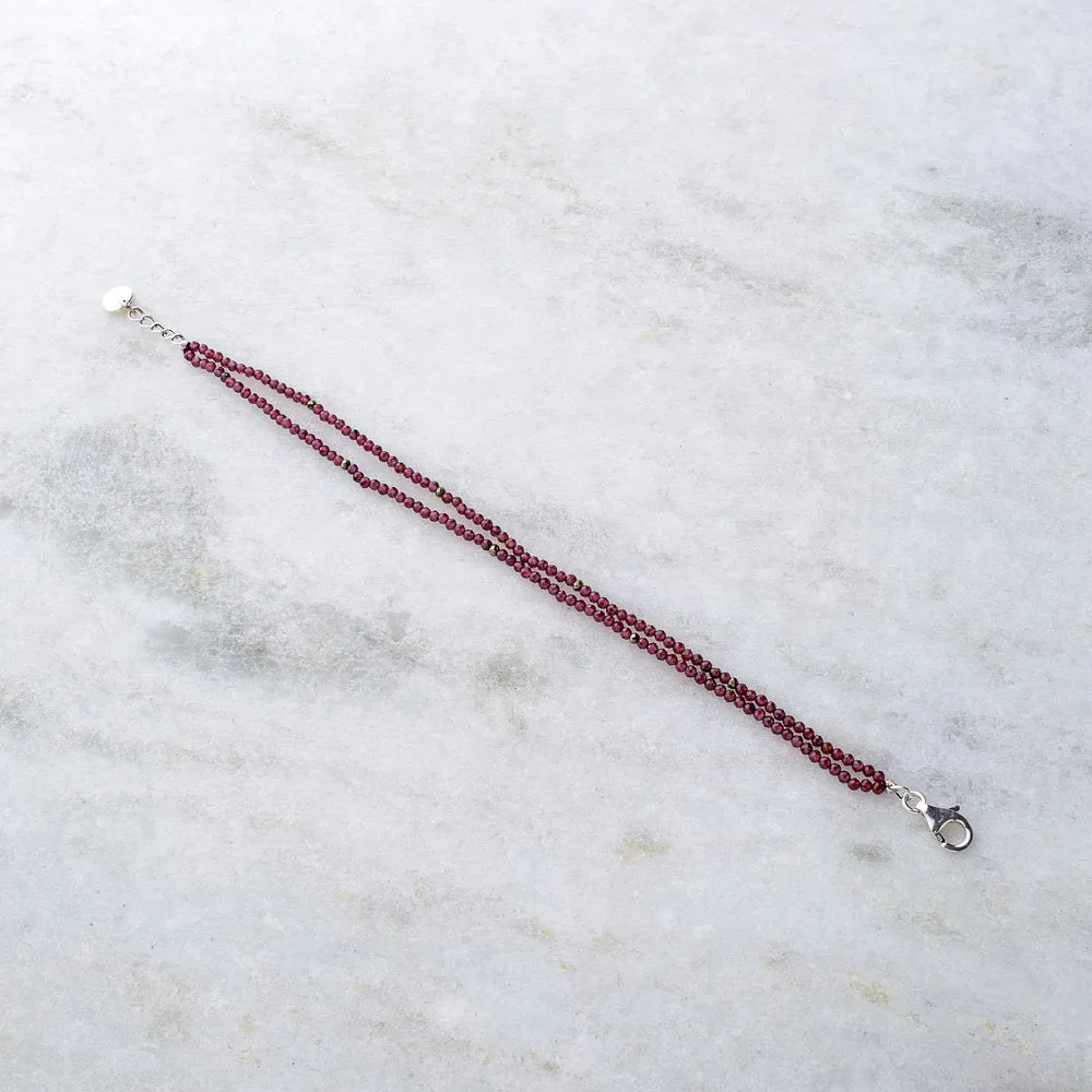 Rhodolite Garnet Double Bracelet, Sterling Silver