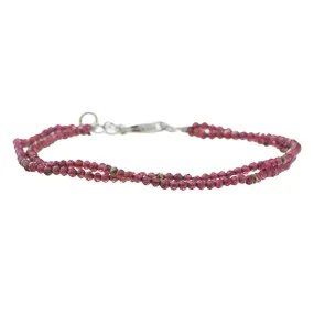 Rhodolite Garnet Double Bracelet, Sterling Silver