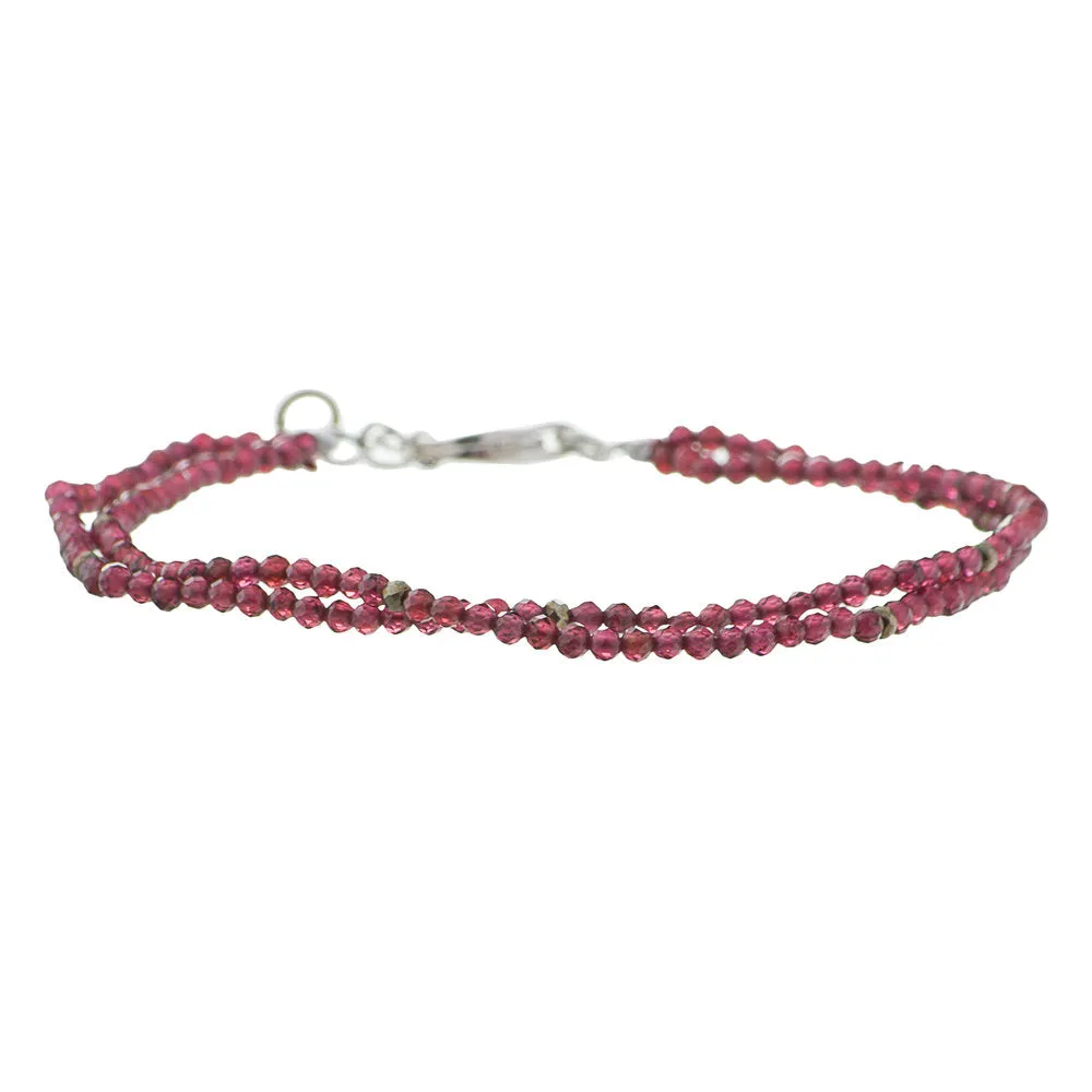 Rhodolite Garnet Double Bracelet, Sterling Silver