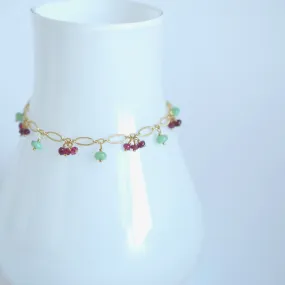 Rosario - Chrysoprase, Garnet 14k Gold Filled Bracelet