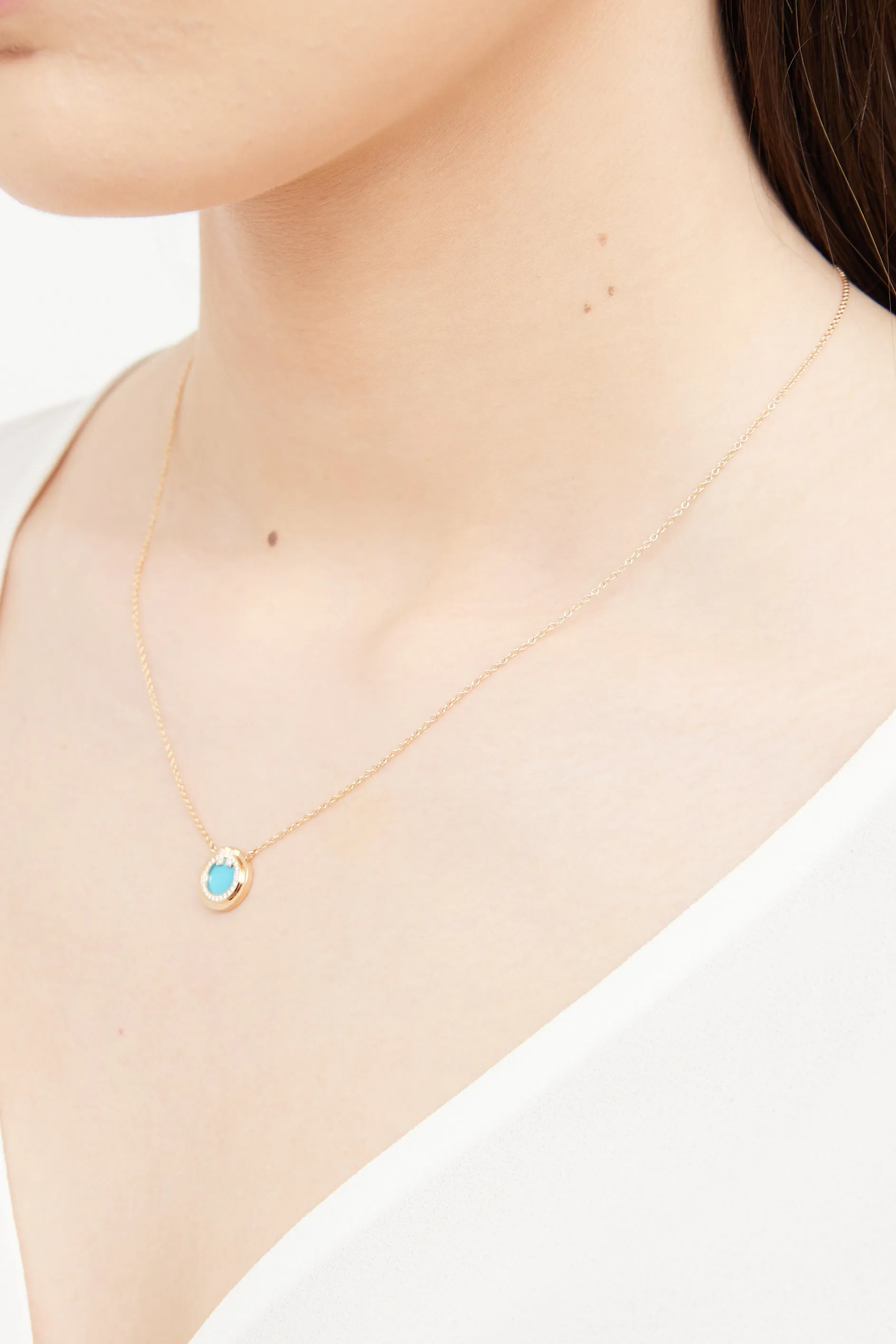 Rose Gold Diamond & Turqoise Necklace