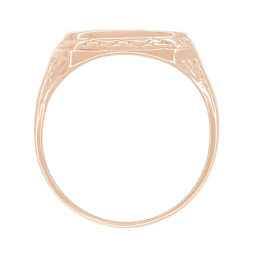 Rose Gold Victorian East to West Rectangular Seal Signet Ring