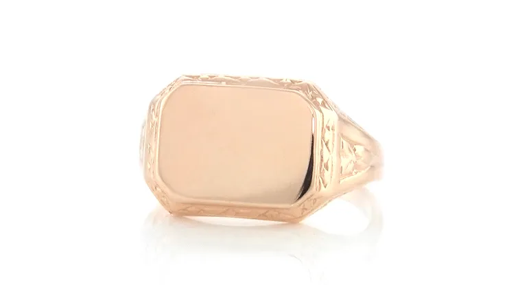 Rose Gold Victorian East to West Rectangular Seal Signet Ring