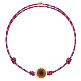 Round Orange Garnet on Pink Mix Cord Bracelet