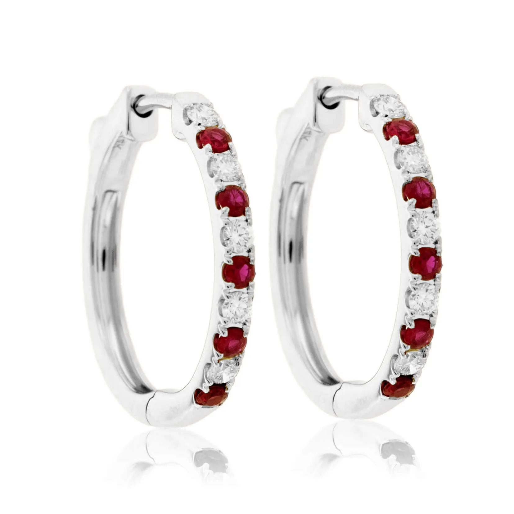 Round Prong Set Emerald & Diamond Hoop Earrings