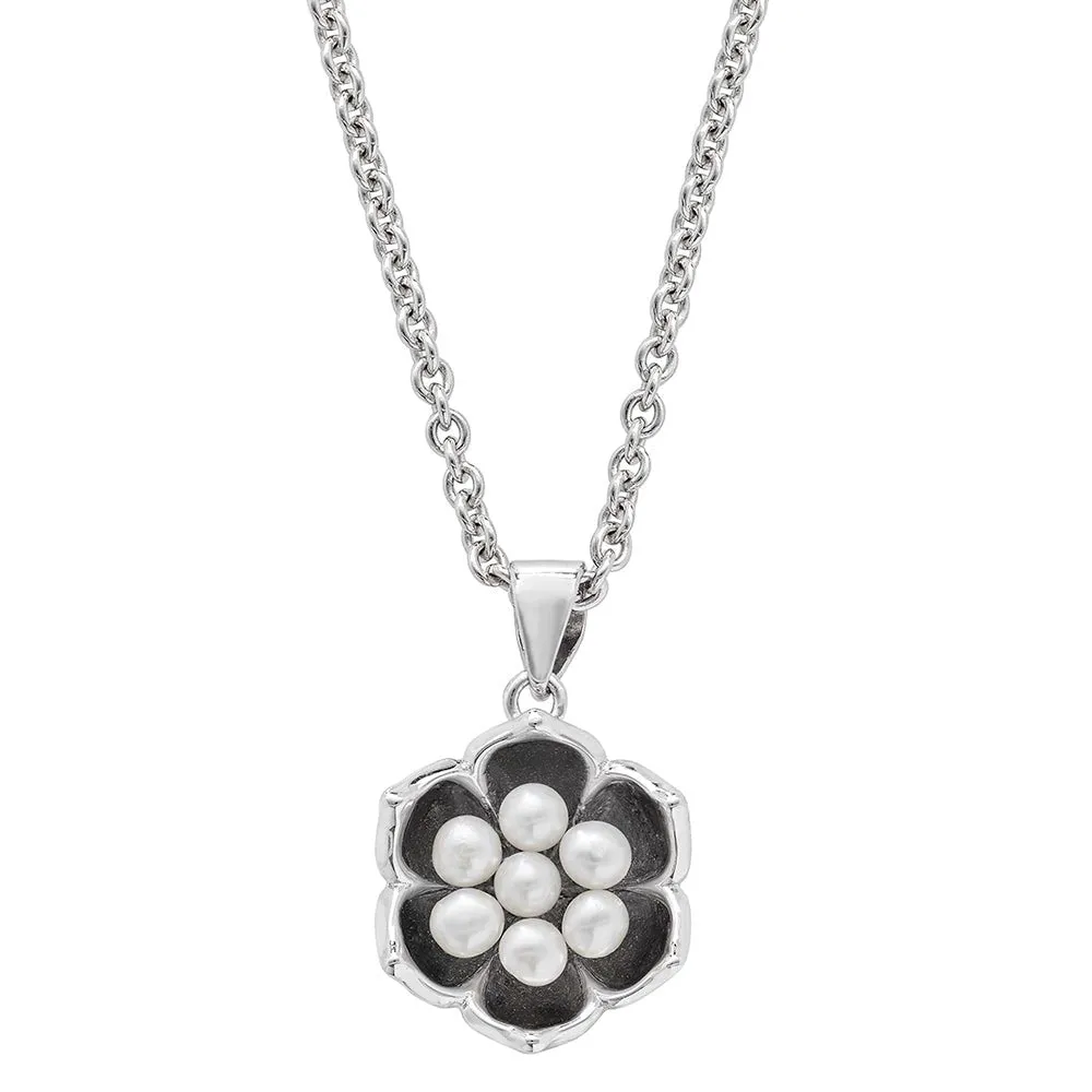 Royal Pearl Flower Pendant in Sterling Silver