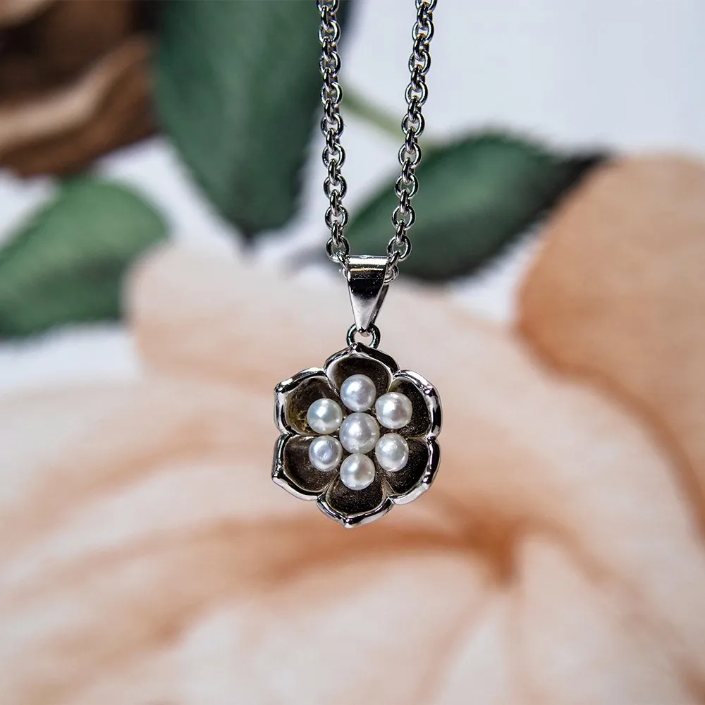 Royal Pearl Flower Pendant in Sterling Silver