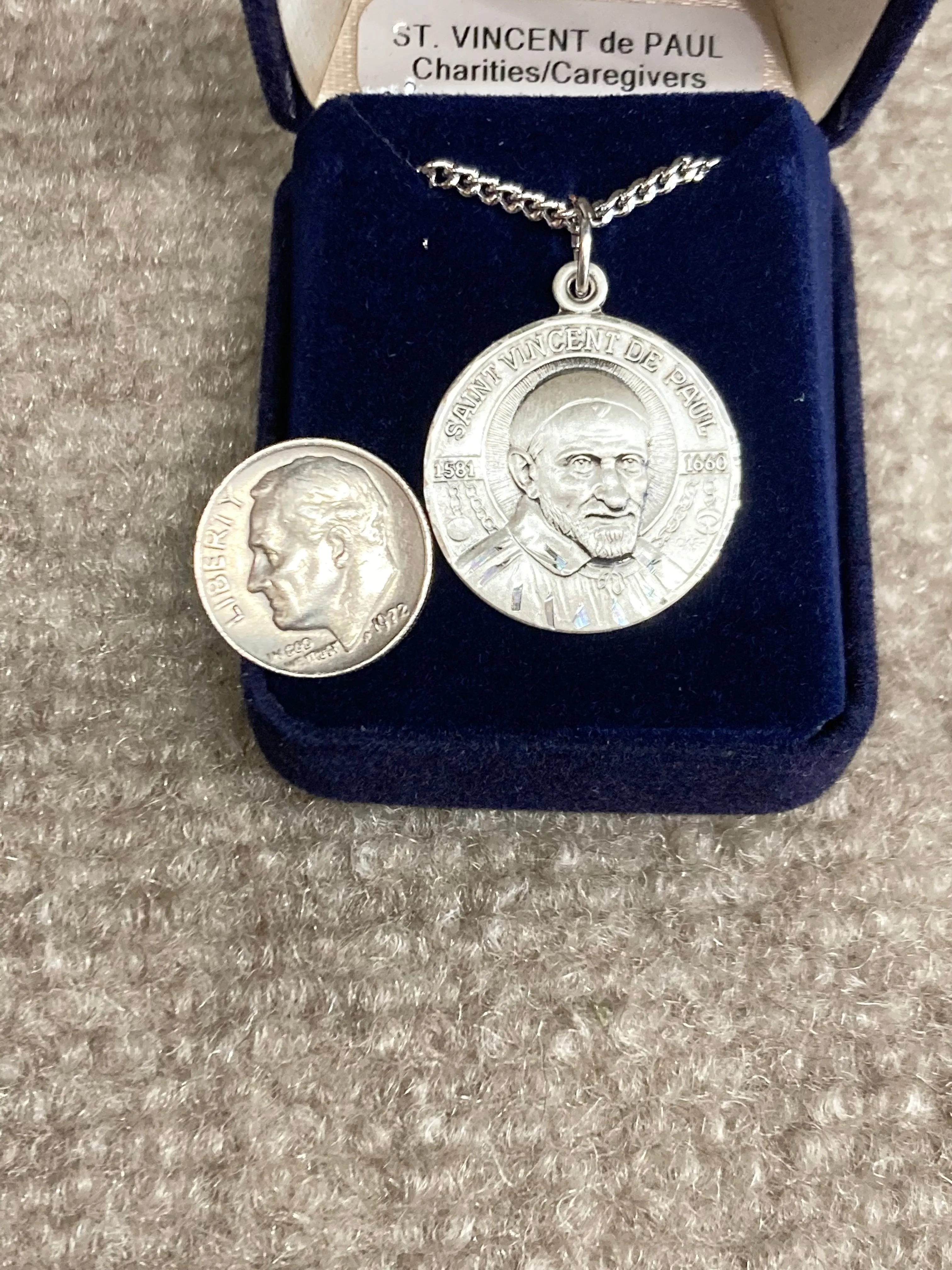 Saint Vincent de Paul Silver Pendant And Chain