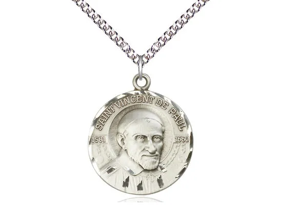 Saint Vincent de Paul Silver Pendant And Chain