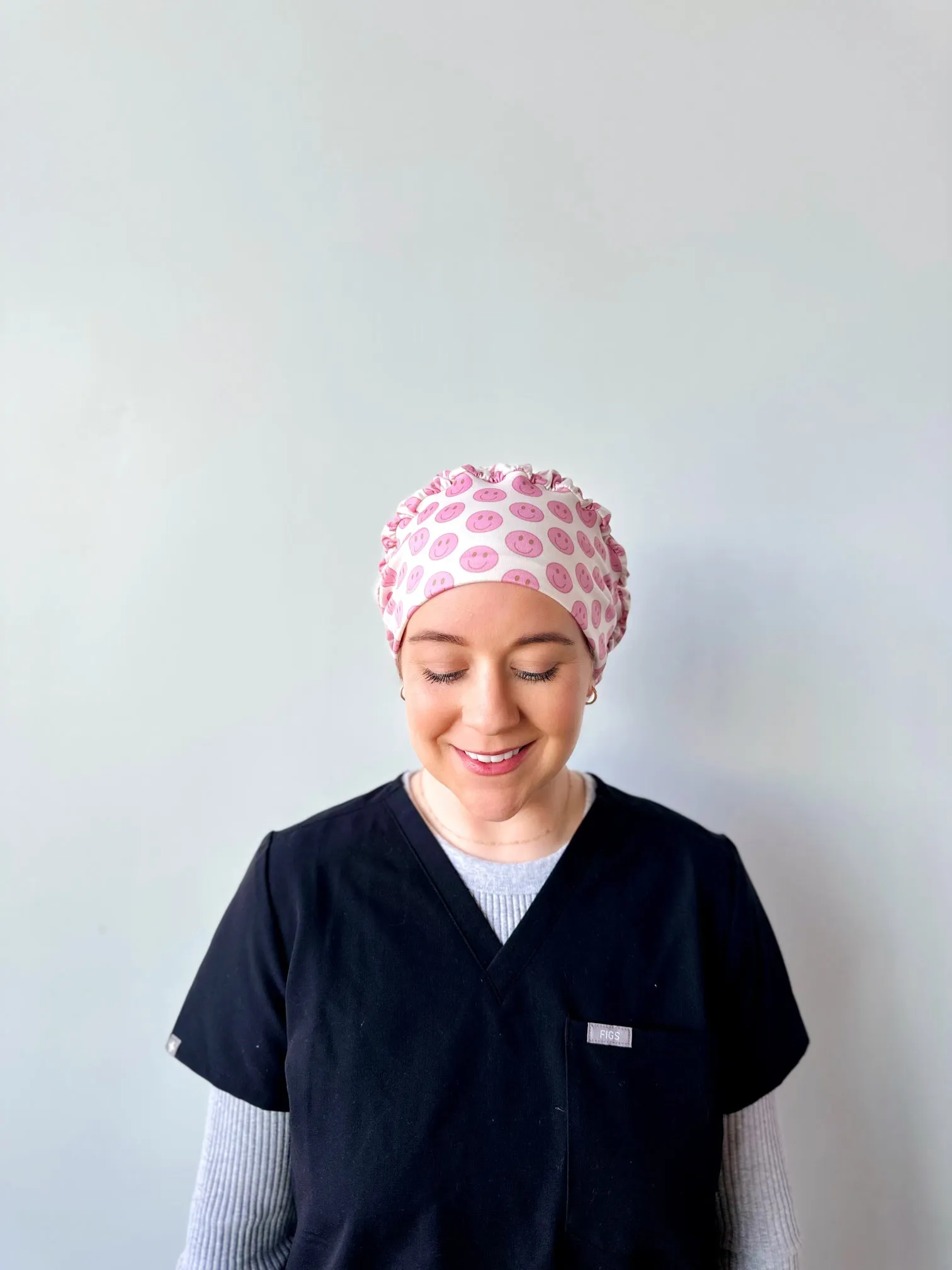 Scrub Hat - Pink Smiley