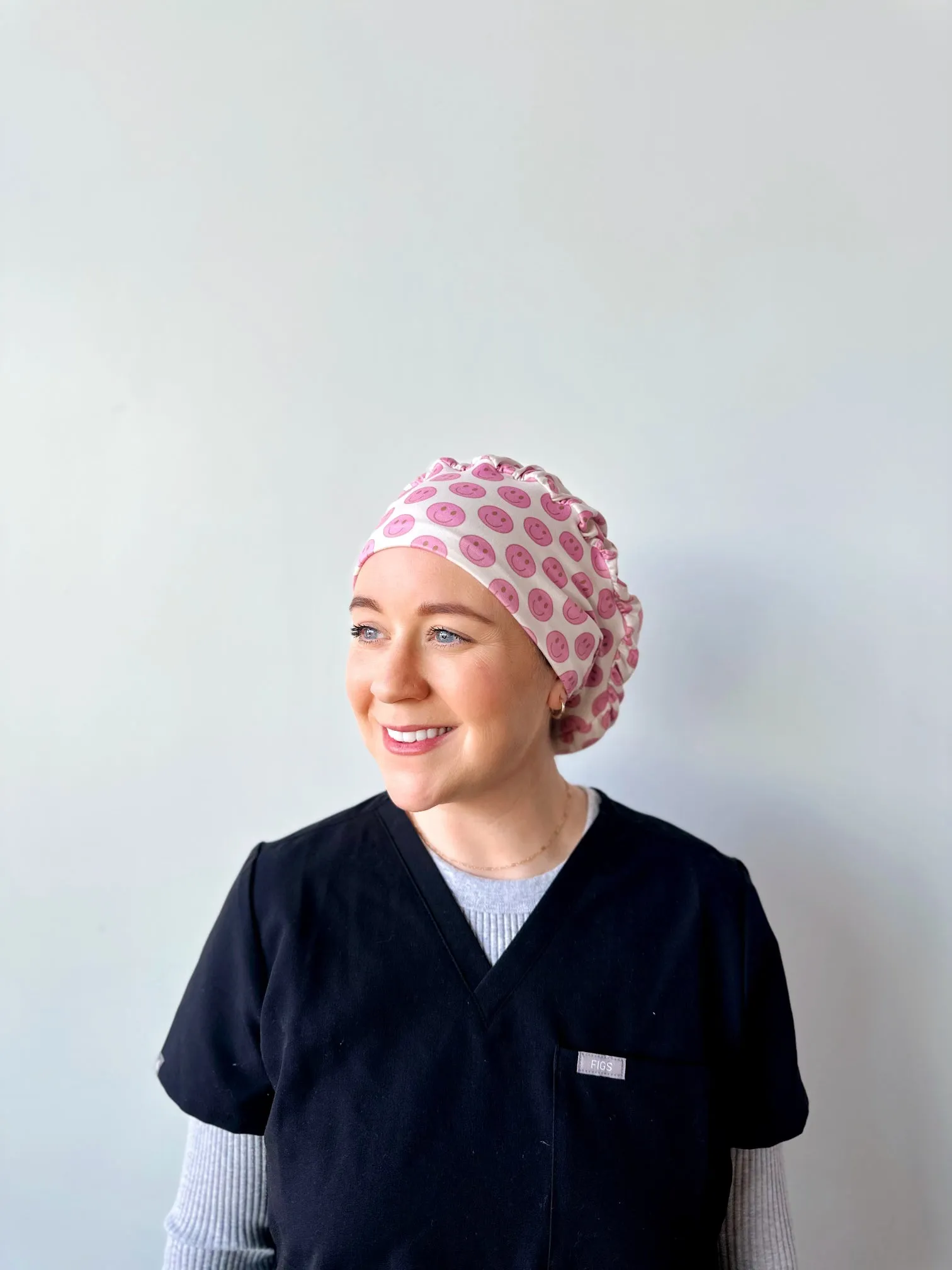Scrub Hat - Pink Smiley