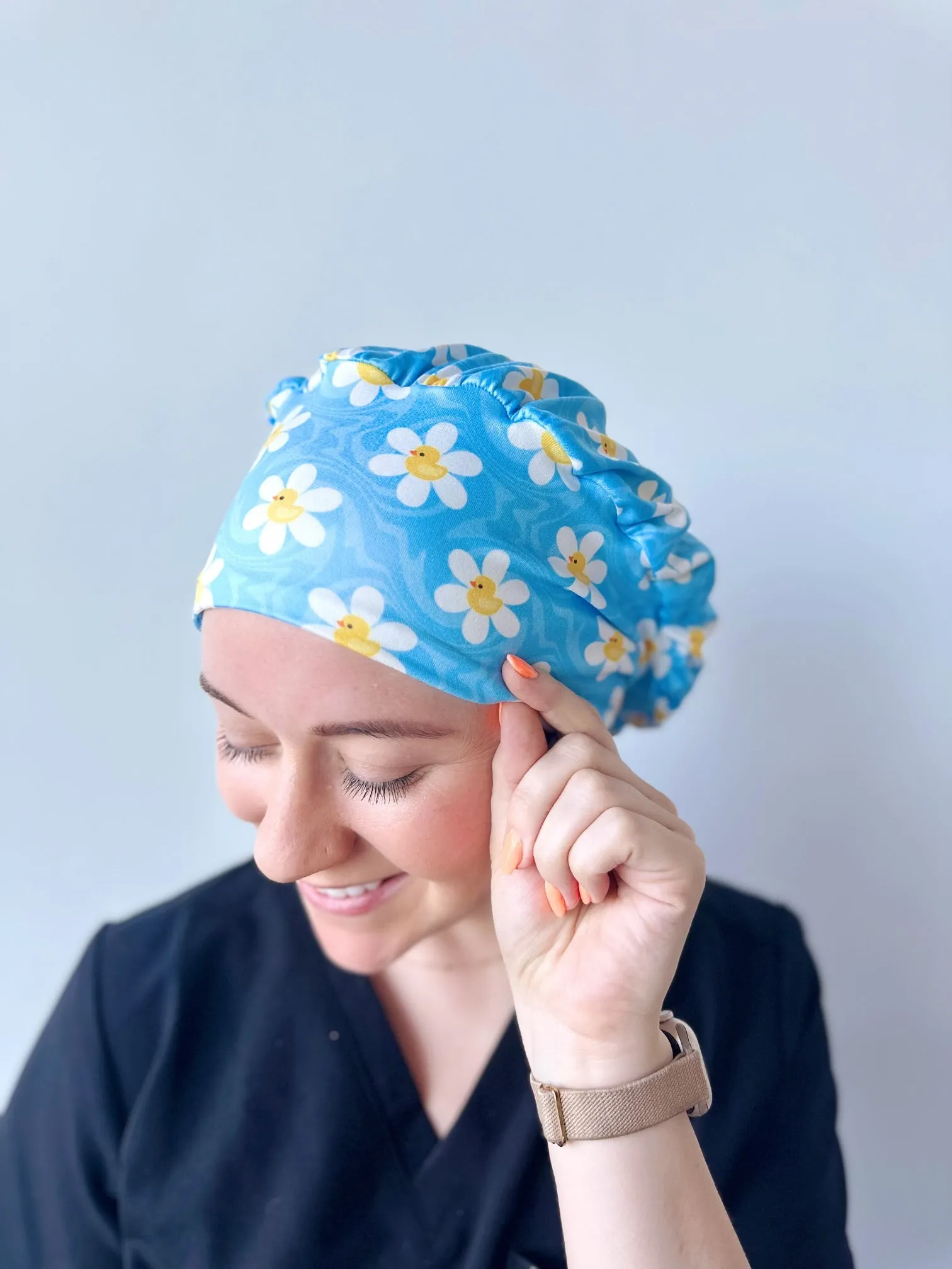 Scrub Hat - Rubber Duck Daisies