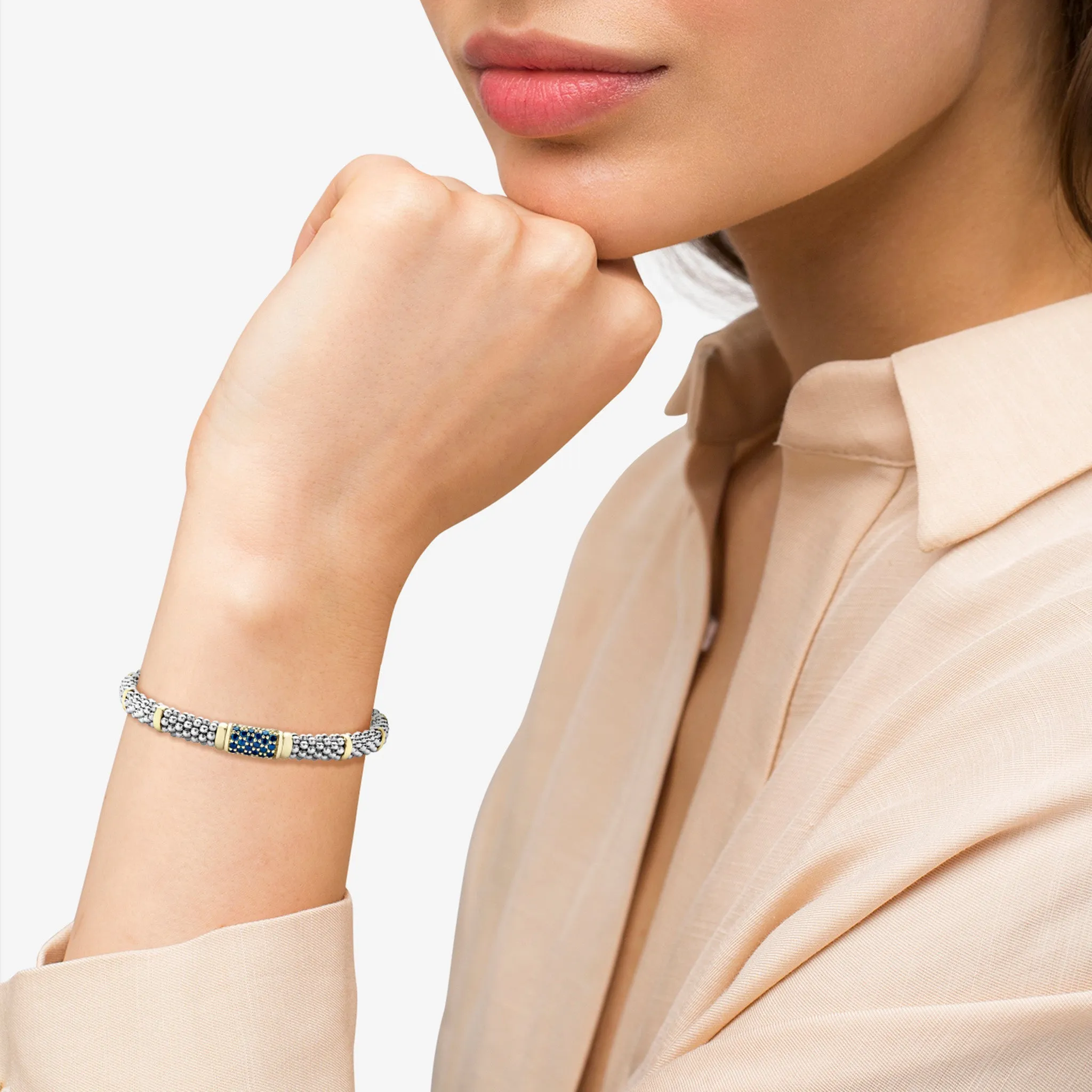 Signature Caviar Blue Sapphire Caviar Bracelet | 6mm