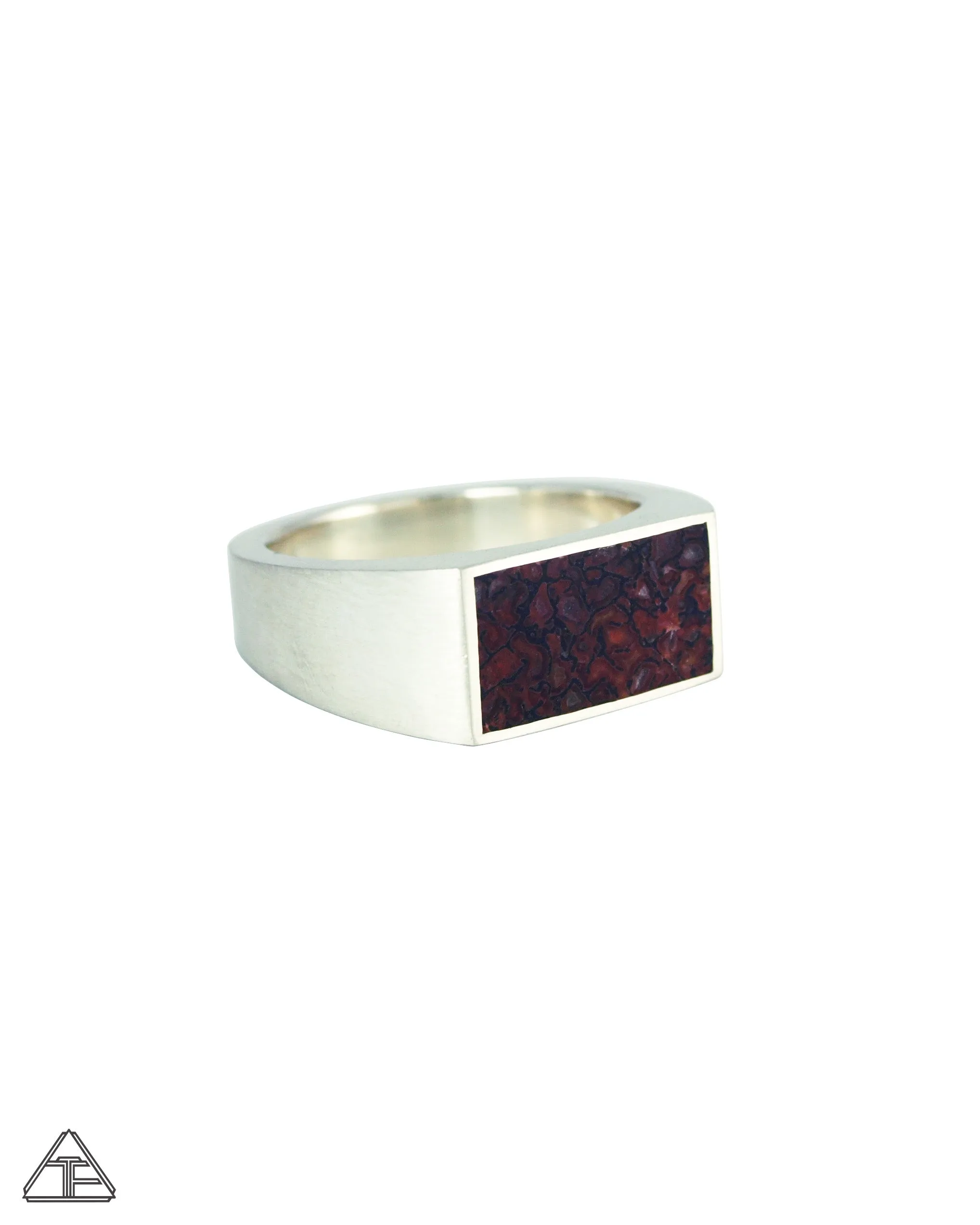 Signet Ring: Inlay Dinosaur Bone Size 10