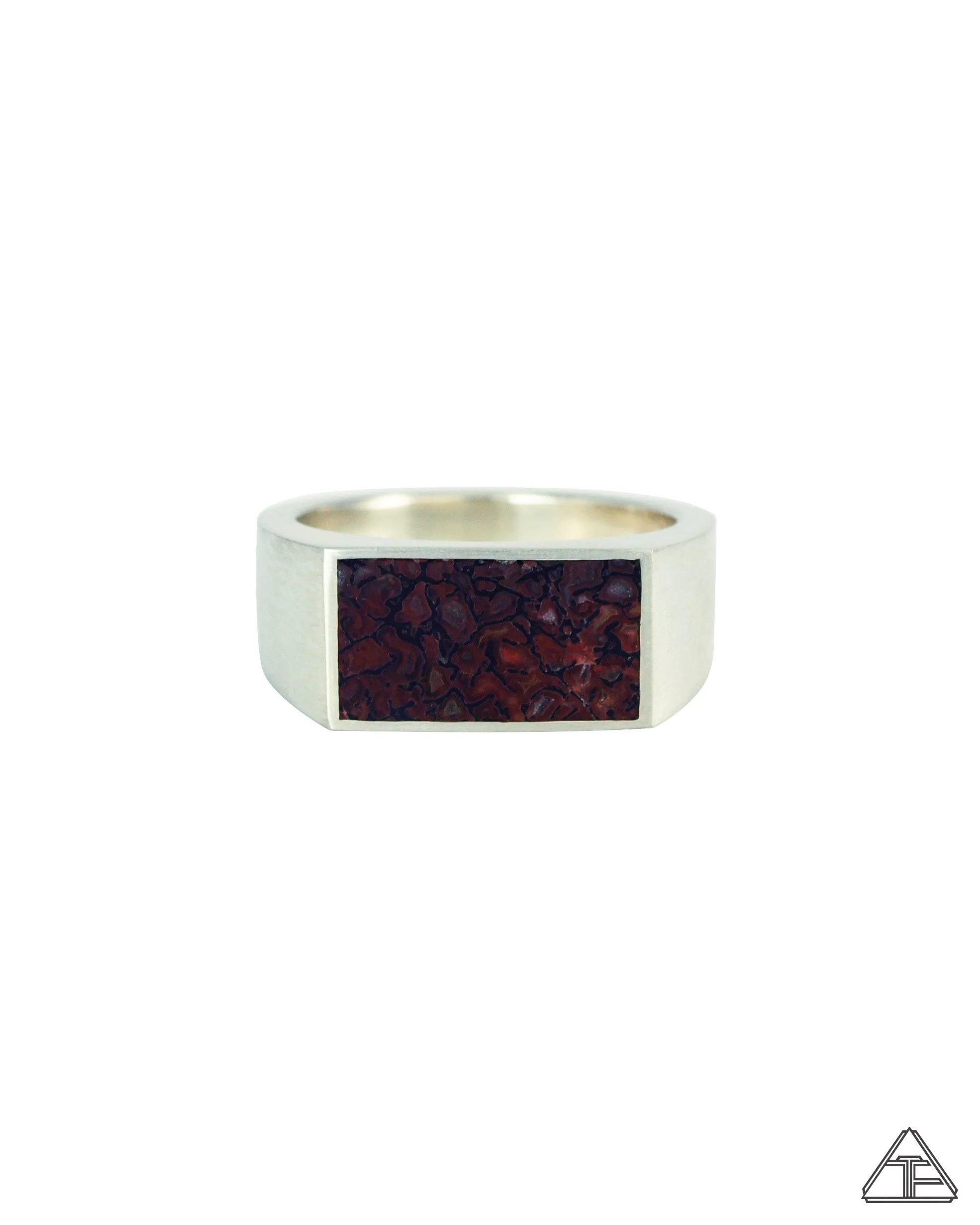 Signet Ring: Inlay Dinosaur Bone Size 10