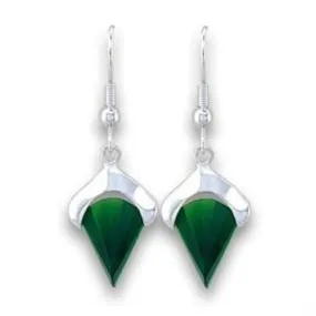 Silver 925 Sterling Silver Earrings with Synthetic Synthetic Glass in Emerald for Women Emerald Stone Color Style LOA567