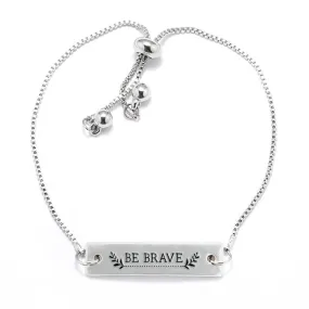Silver Be Brave Adjustable Bar Bracelet
