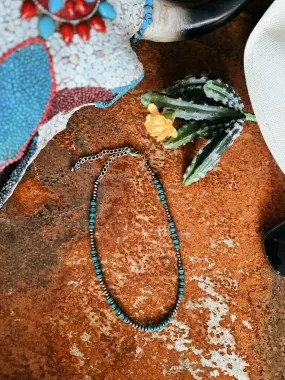 Silver Beaded Turquoise Necklace