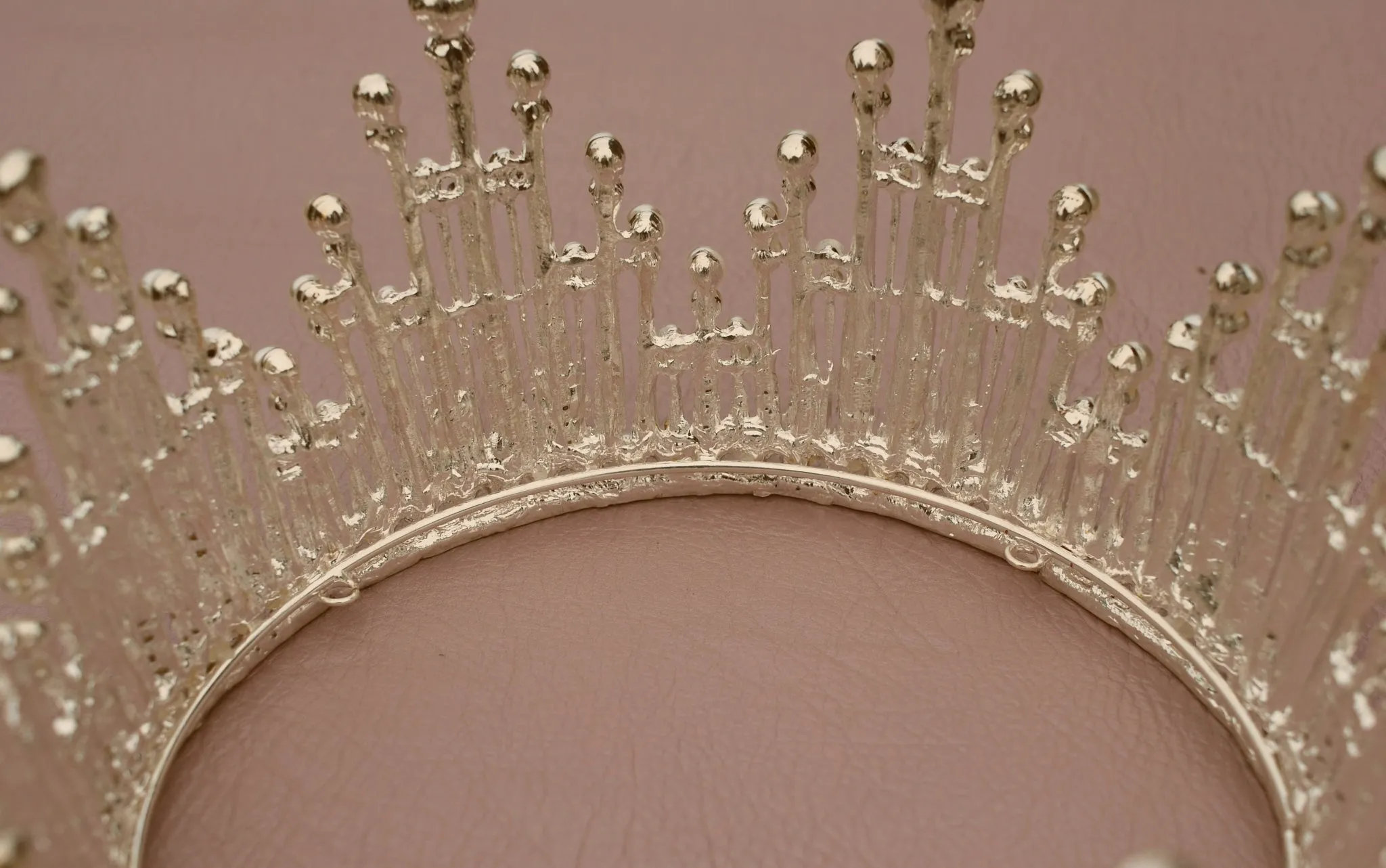 Silver Crown with Pearls Wedding Headpiece