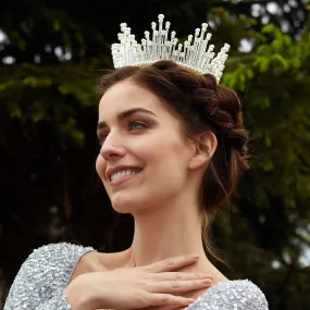 Silver Crown with Pearls Wedding Headpiece