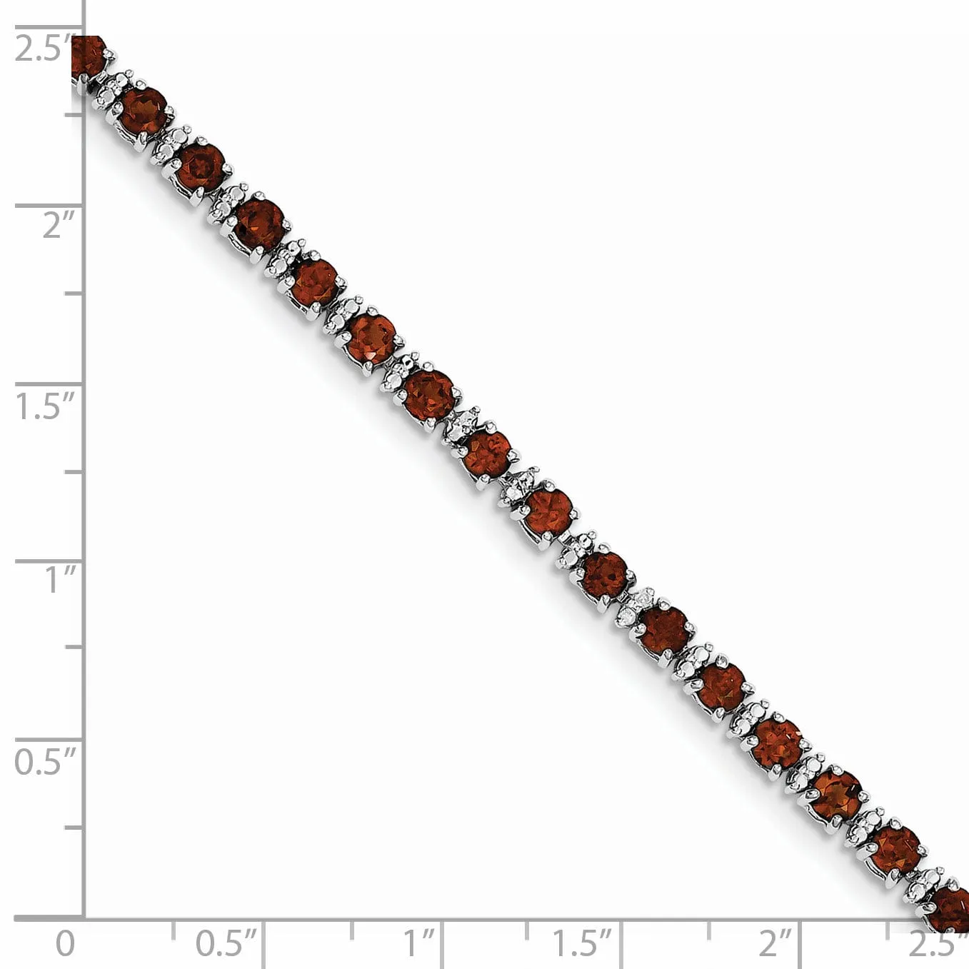 Silver Garnet Gemstone Round Diamond Bracelet