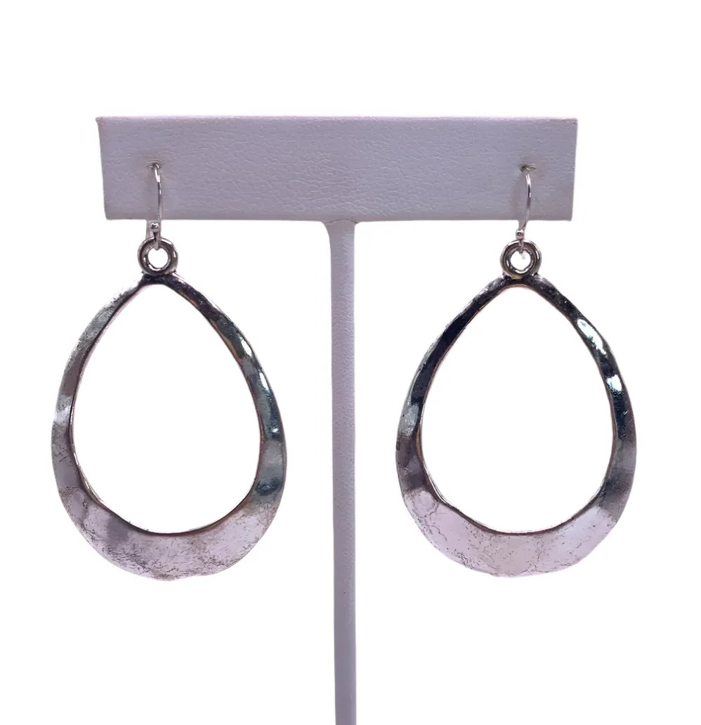 Silver Hammered Hoop Earrings
