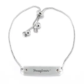 Silver Pennsylvania Adjustable Bar Bracelet