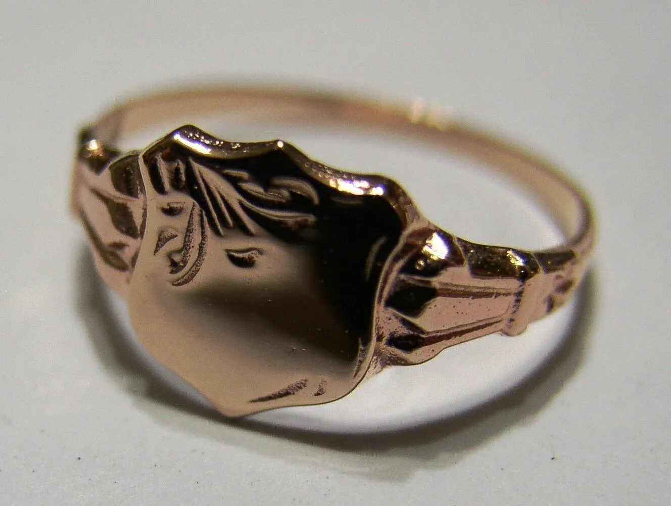 Size K, Kaedesigns New Childs Solid 9ct 9k Yellow, Rose or White Gold Shield Signet Ring