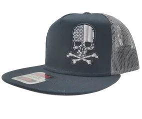 Skull Flag Flat Bill Snapback Cap