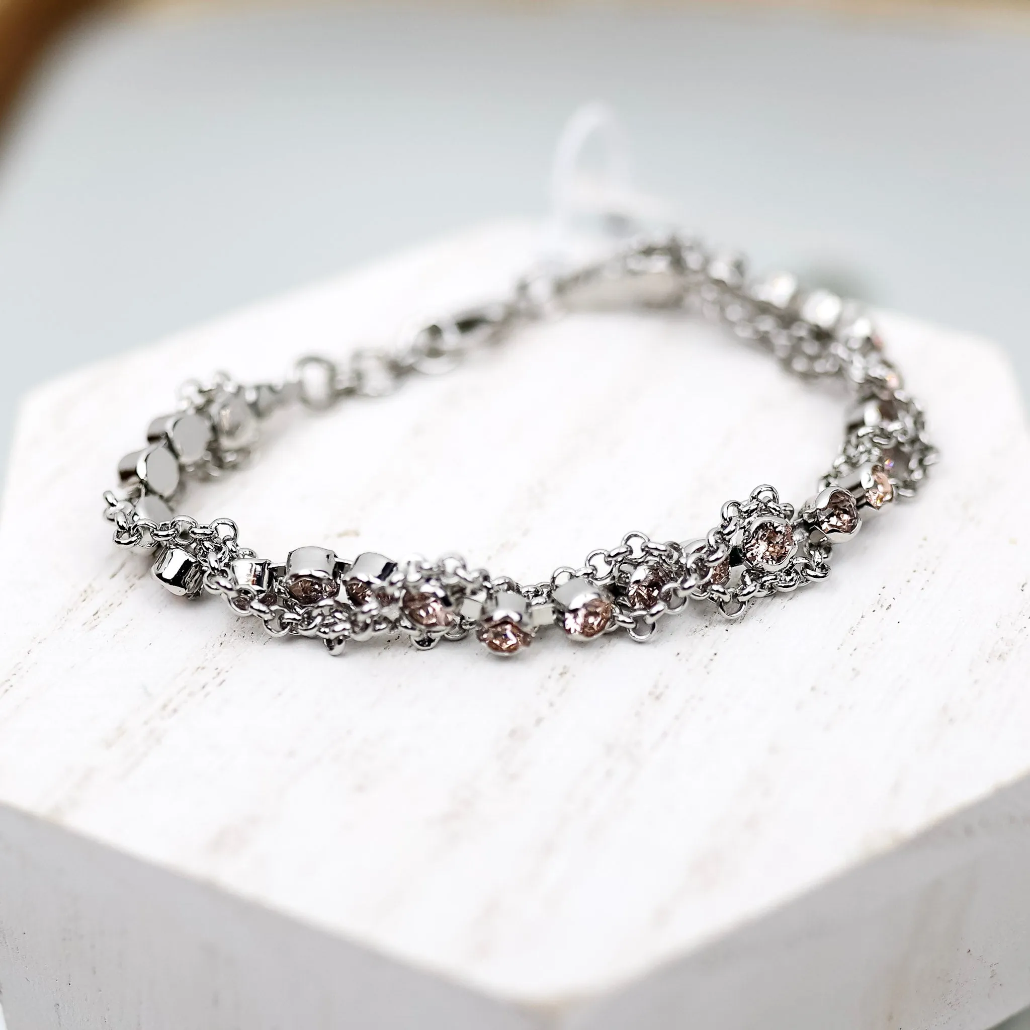 Sorrelli | Brandi Classic Tennis Bracelet in Palladium Silver Tone and Snow Bunny
