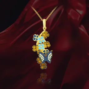 Sparkling Butterfly and Enamel Pendant