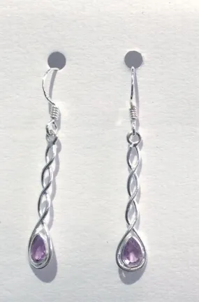 Spiral Stem Earrings (Amethyst)
