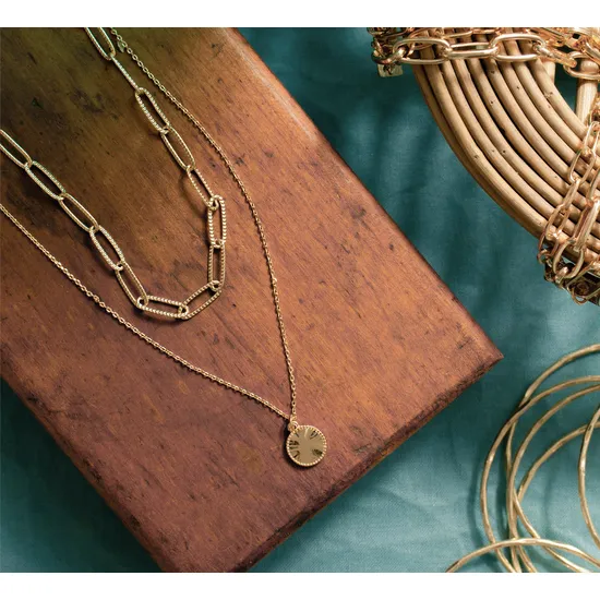 Splendid Iris Layer ChainNecklace - Gold