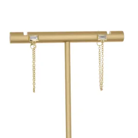 SQUARE CZ CHAIN EARRINGS