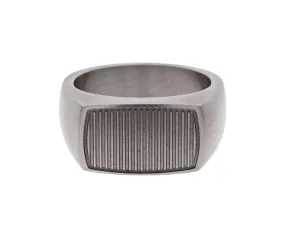 Stainless Steel Grooved Signet Ring
