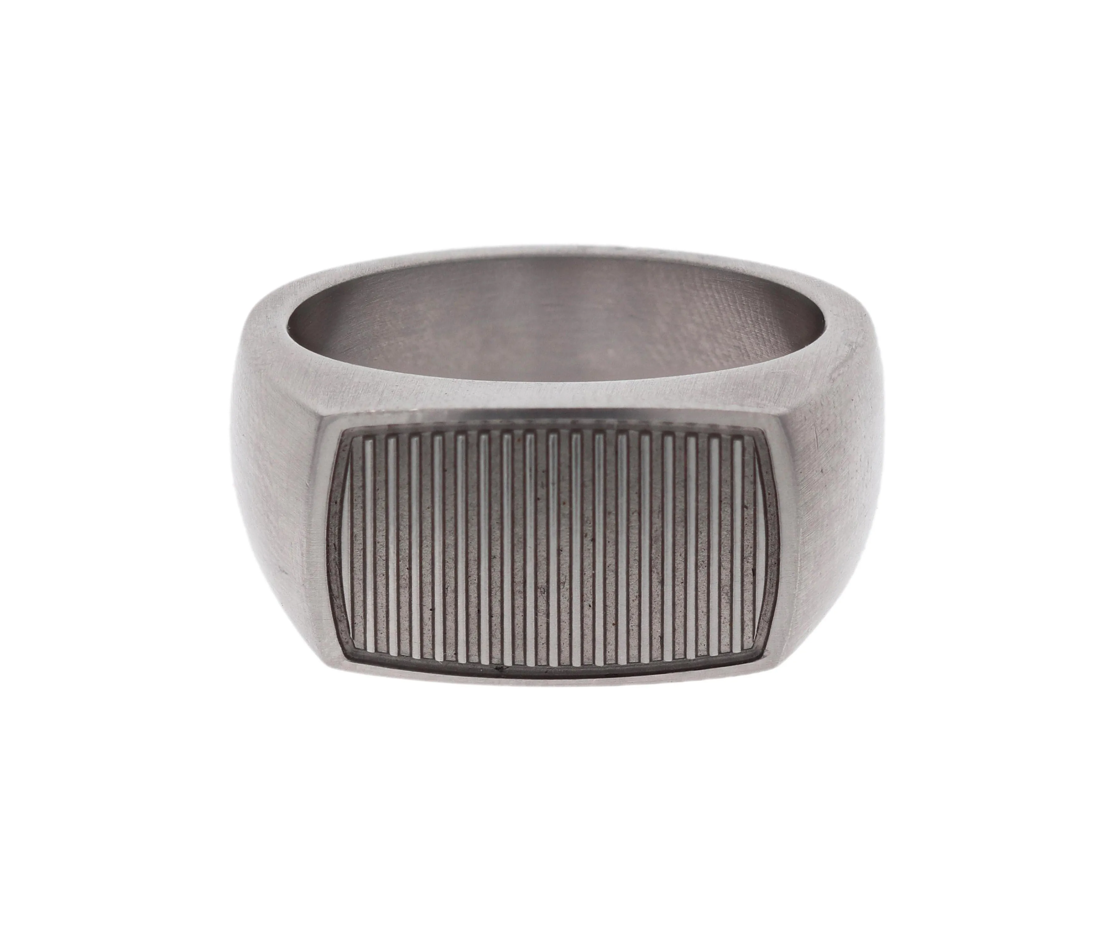 Stainless Steel Grooved Signet Ring