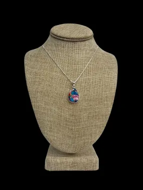Sterling Silver And Tear Drop Oyster Turquoise Pendant Necklace