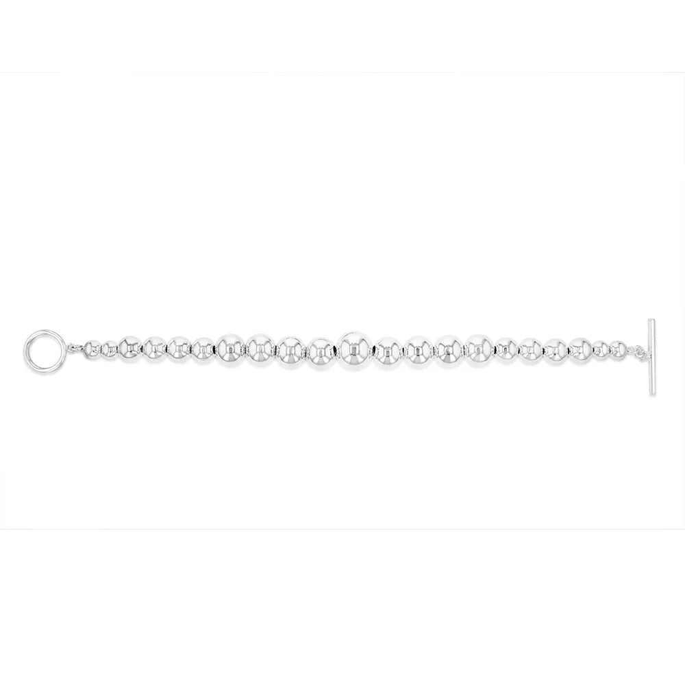 Sterling Silver Graduating Balls T Bar Clasp 19cm Bracelet