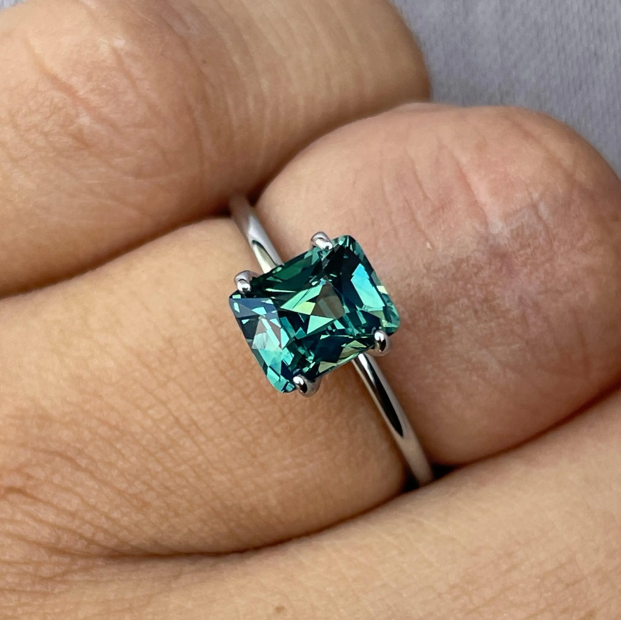 Stunning 2.02 ct Blue Green Sapphire Cushion cut for Engagement Ring, The Appeal of Rich Bluish-Green and Greenish-Blue Sapphires