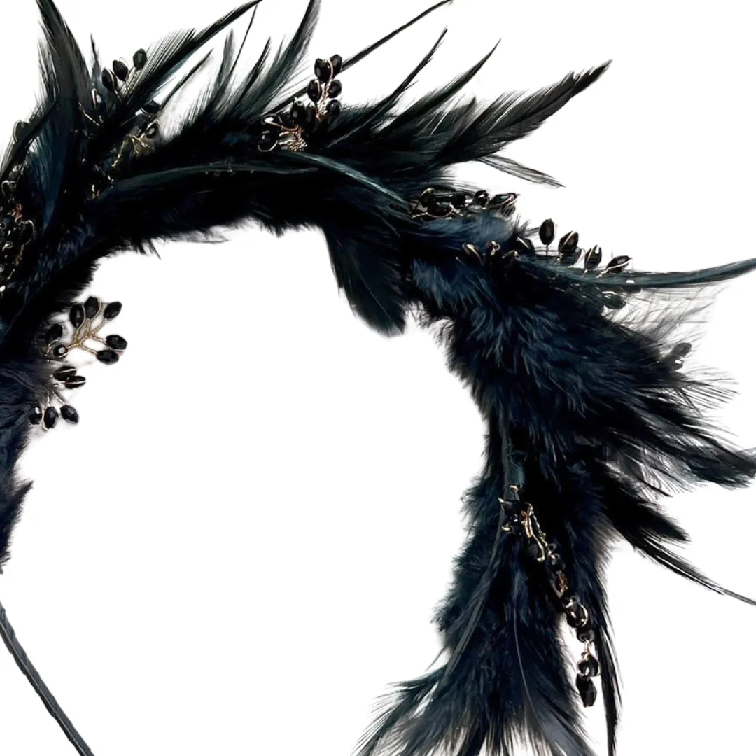 The Flaminca Feather and Crystal Headband