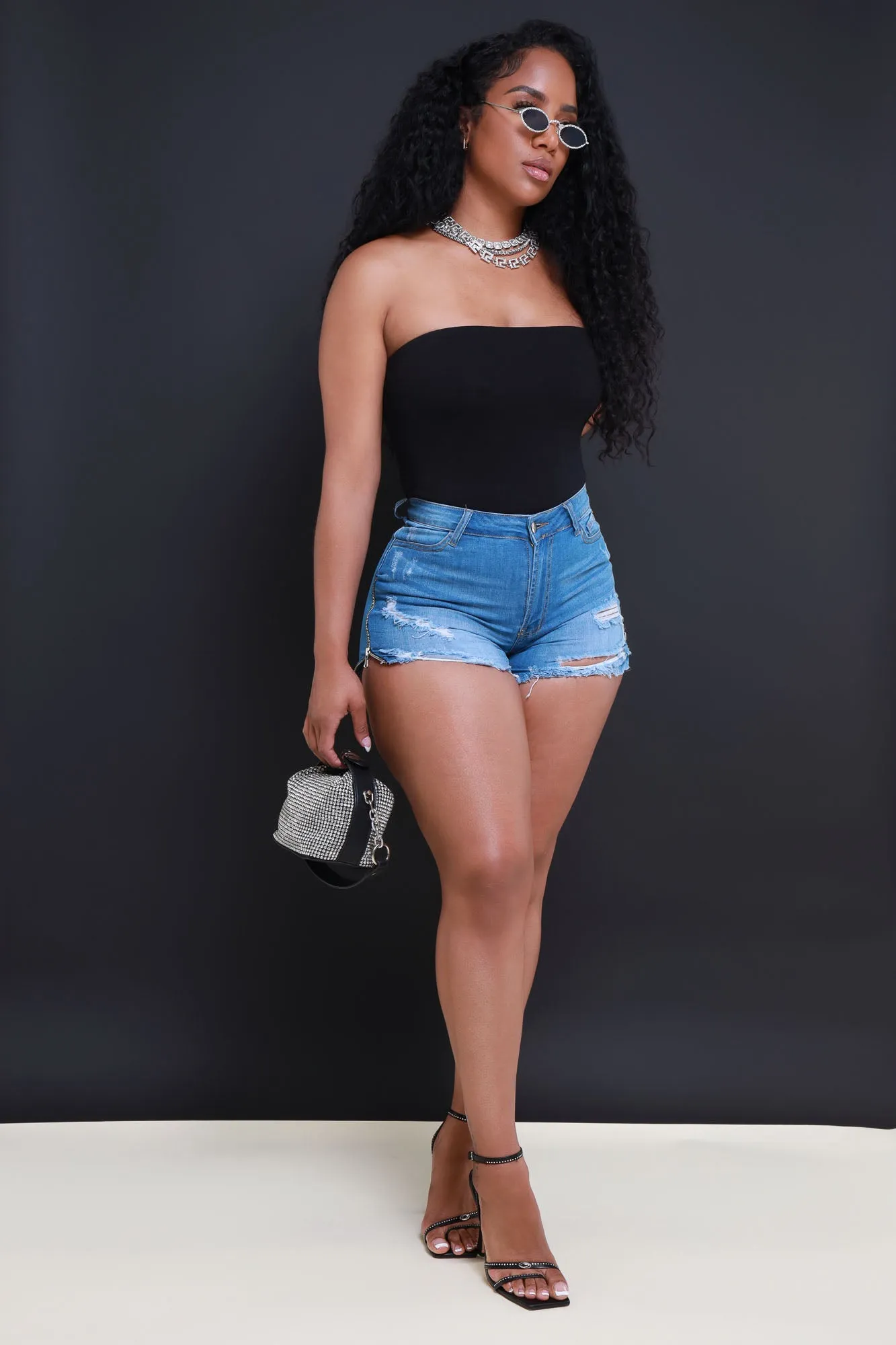 The Right Moves Strapless Bodysuit - Black