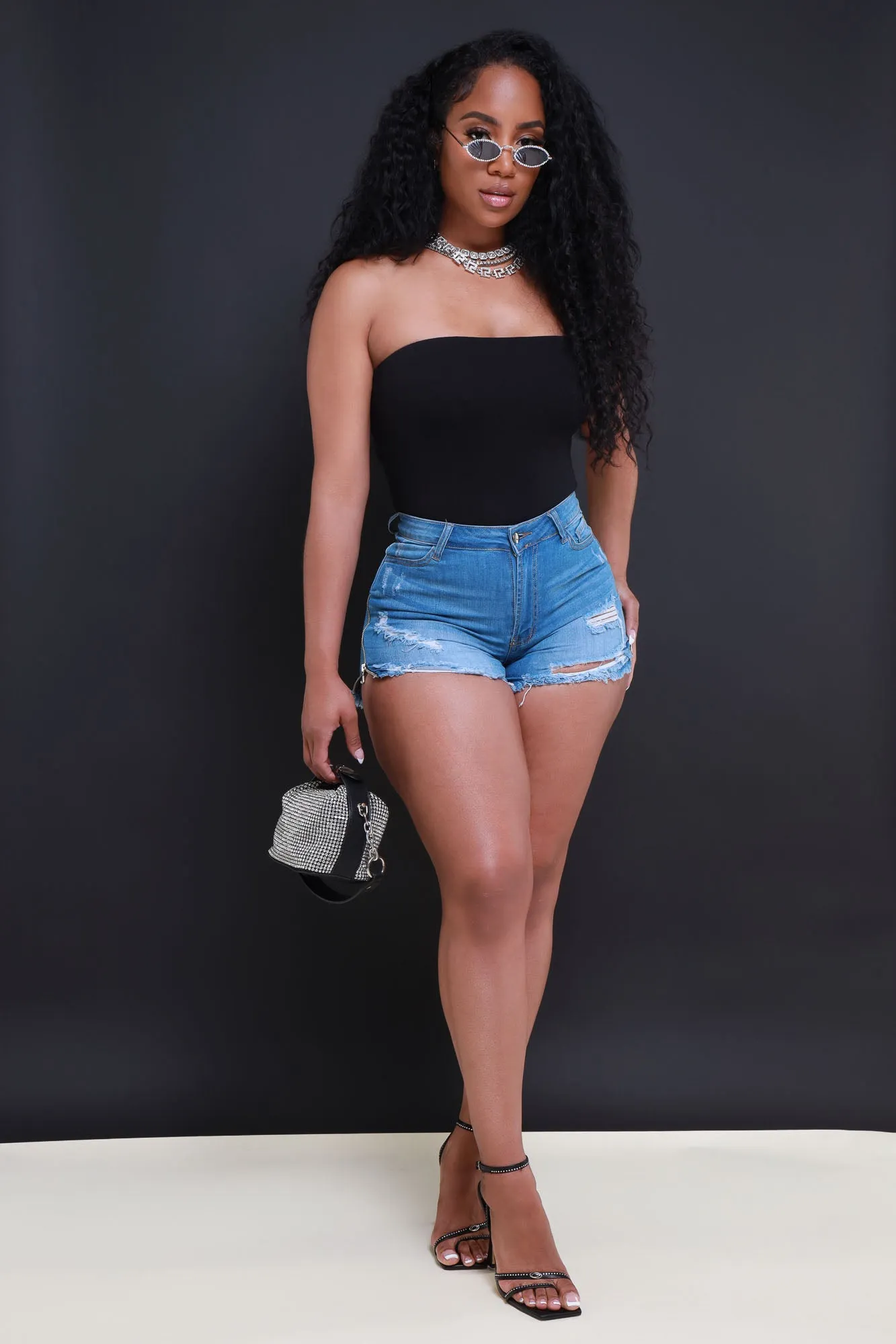 The Right Moves Strapless Bodysuit - Black