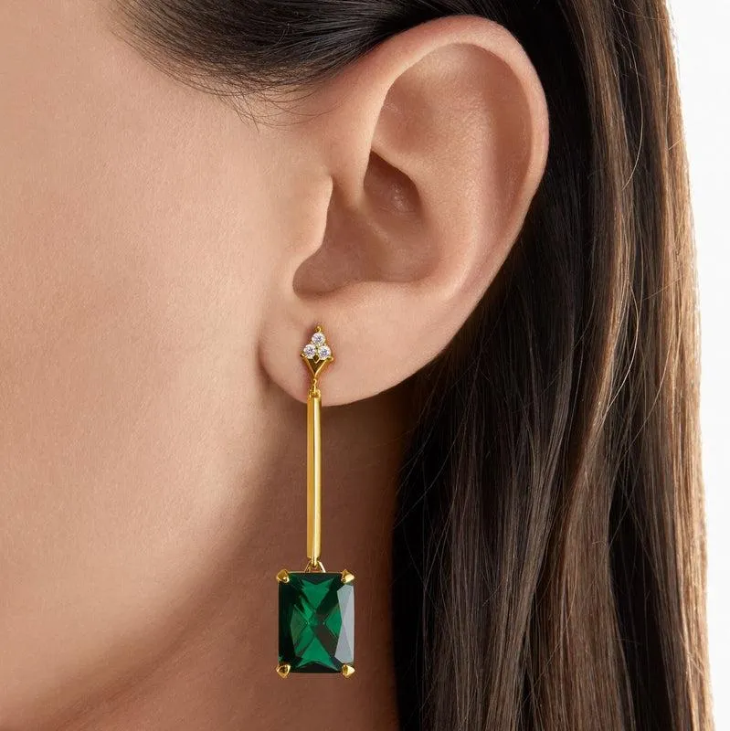 Thomas Sabo Earrings green stone gold