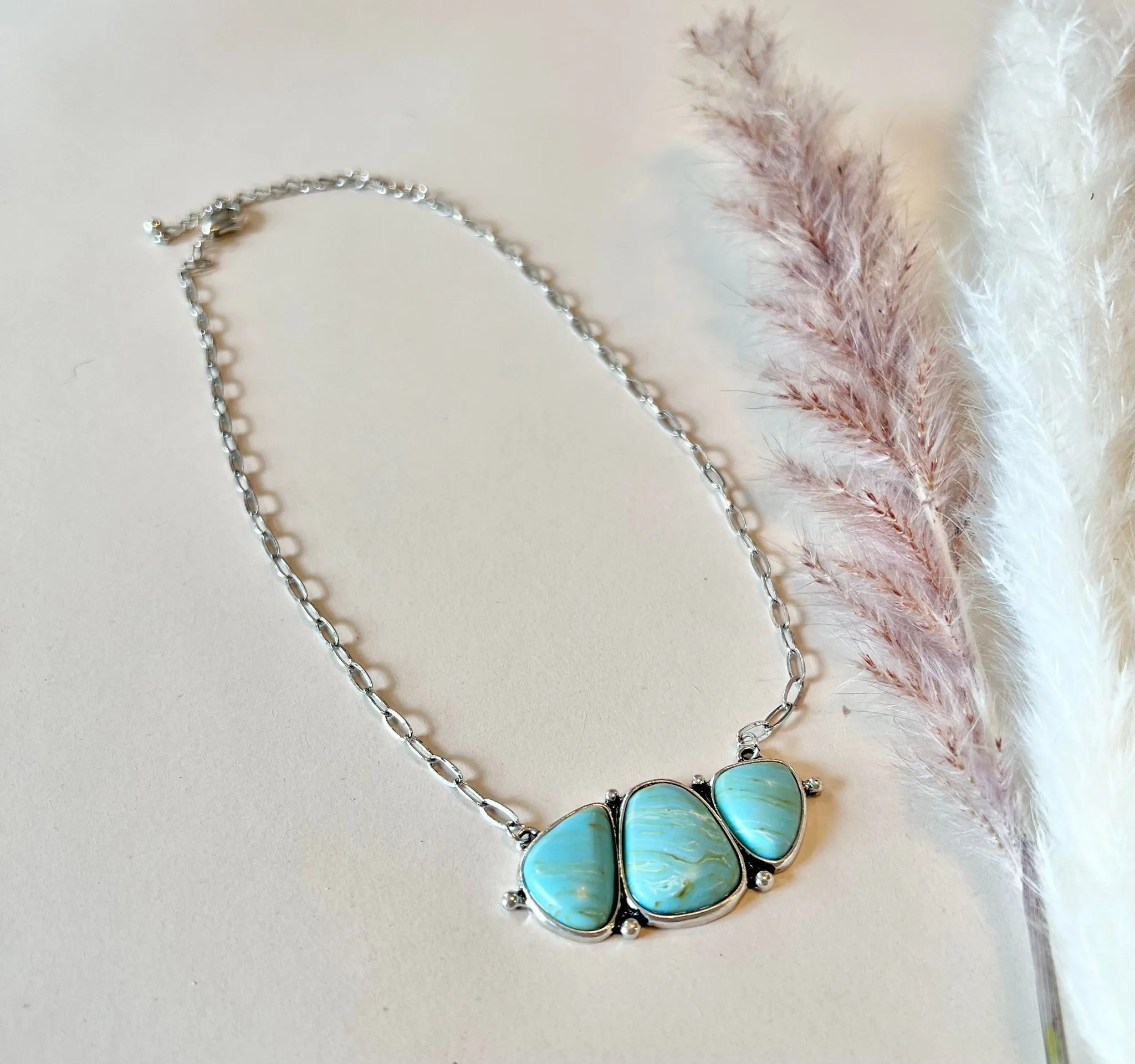 Three Stone Turquoise Necklace