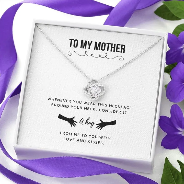To My Mom Necklace, Mother's Day Gift From Son, Mothers Day Necklace, Mom Jewelry Gift, Mom Birthday Gift, A Hug From Me To You Message Card