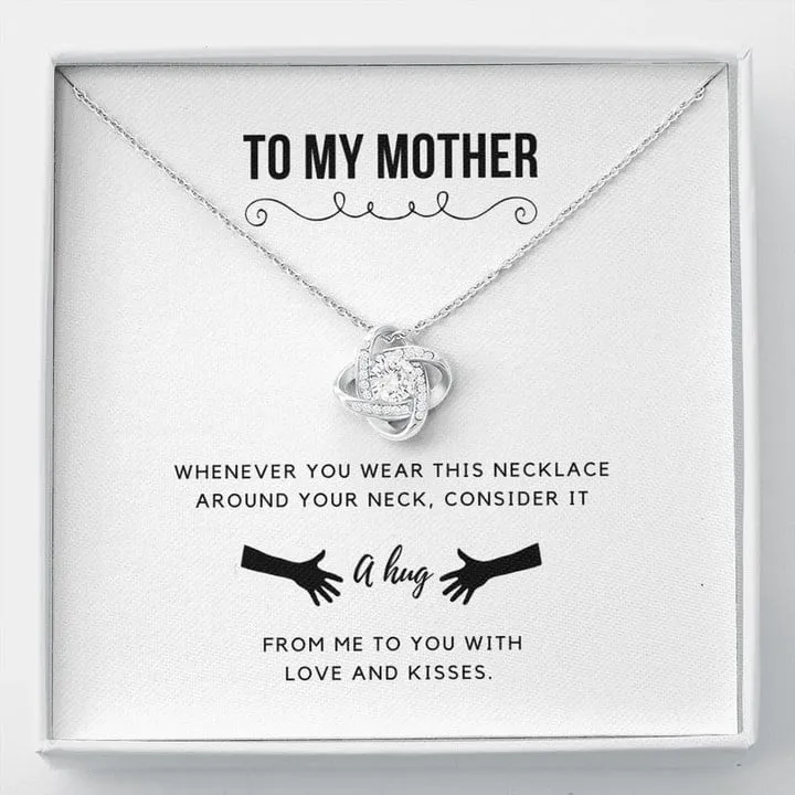 To My Mom Necklace, Mother's Day Gift From Son, Mothers Day Necklace, Mom Jewelry Gift, Mom Birthday Gift, A Hug From Me To You Message Card