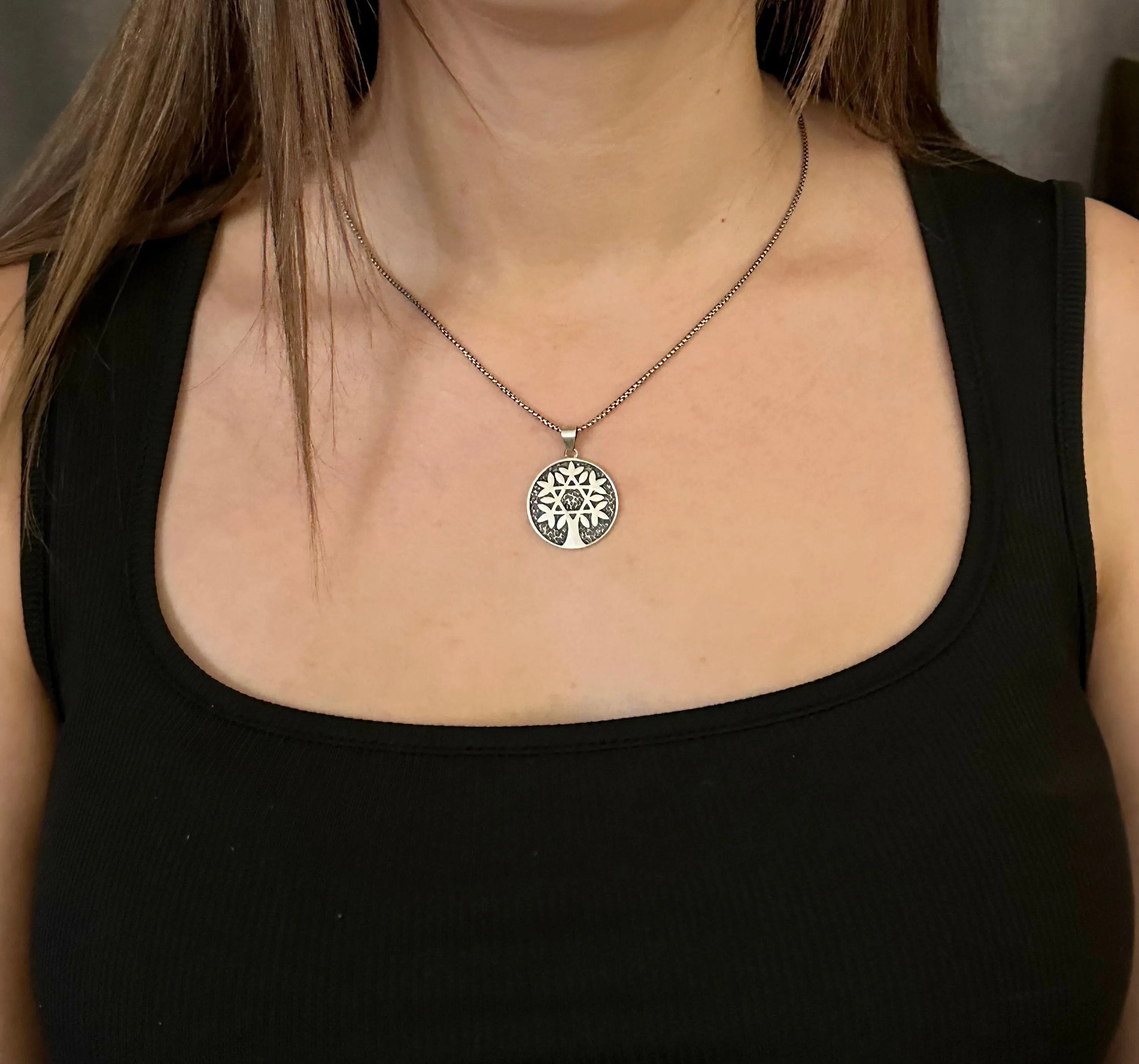 Tree of Life Star of David Medallion Necklace